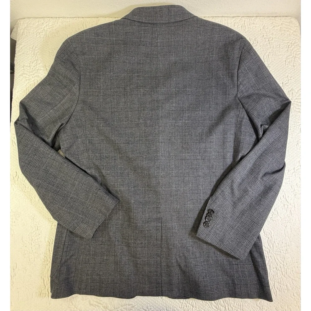 Banana Republic Men's 44R Sport Coat Blazer Gray Glen Plaid Cotton Sondrio Italy
